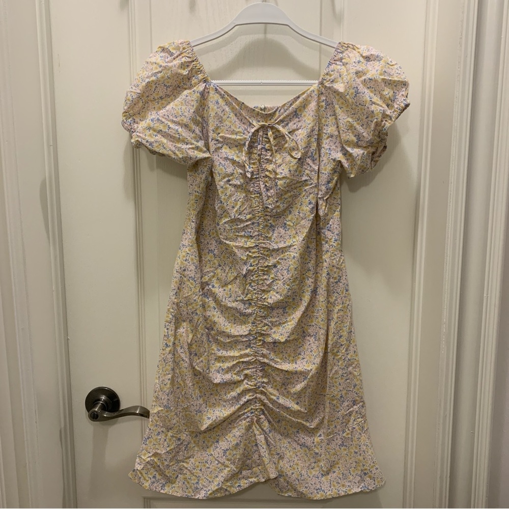 made in korea yellow floral mini dress